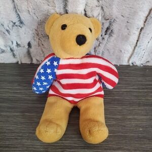 Planet Plush "Freedom" 4th of July Bear Patriotic US Flag Beanie Bear